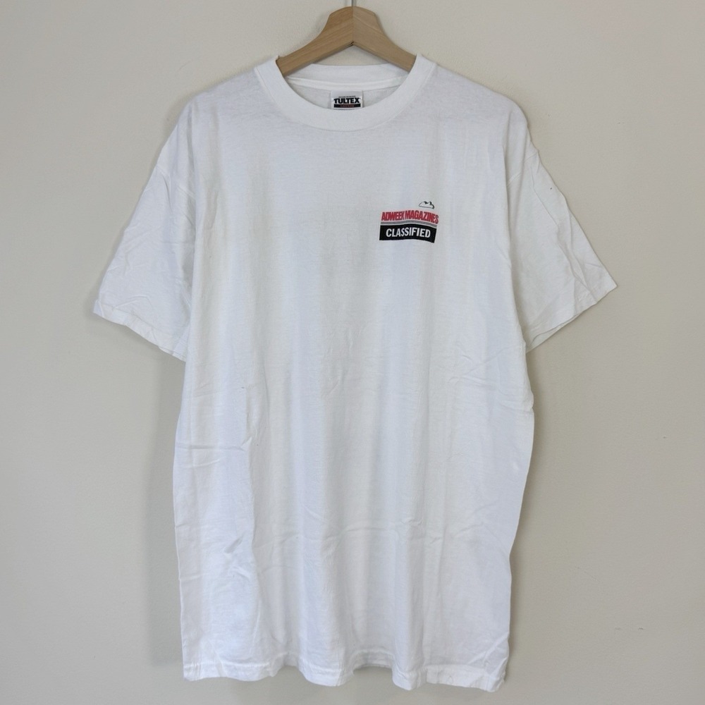 Vintage 90's Human Resources The Hire Adweek Magazines Comic Art White Tee Shirt - Picture 3 of 5